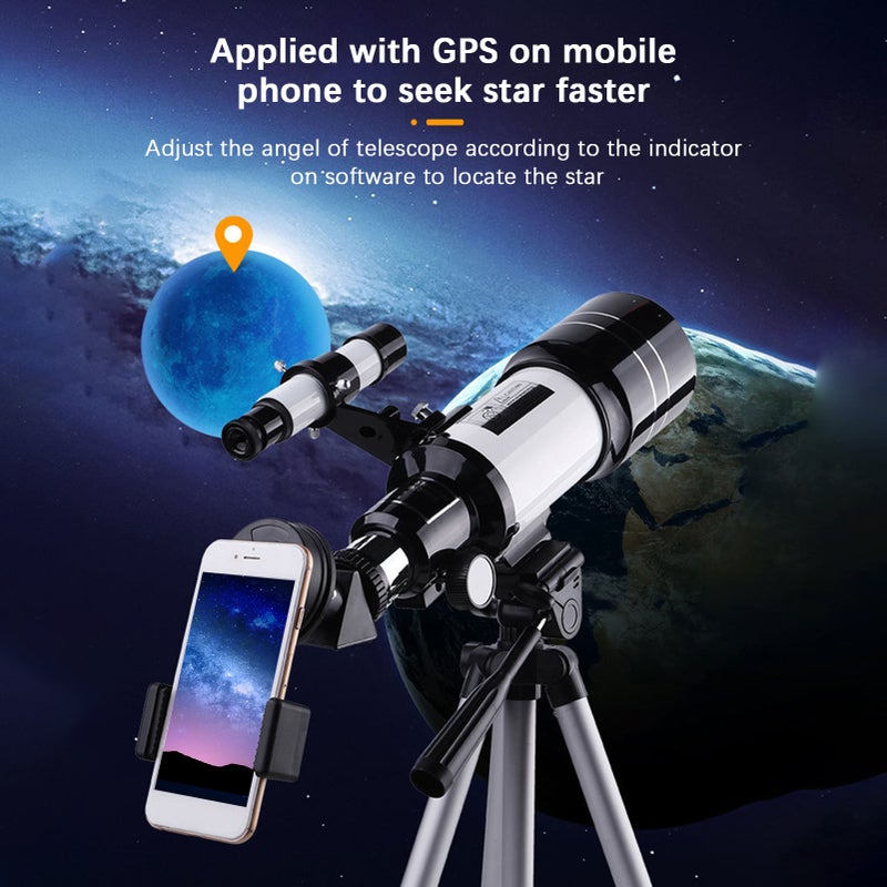Telescope: 70mm Large Aperture 300mm Focal Length High-Definition Optics - Intelligent Star Finding Telescope for Astronomy Beginners, Adults, Kids & Outdoor Stargazing - Image 4