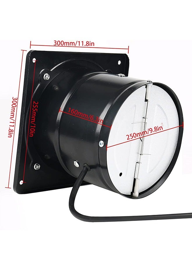 S-Color Exhaust Fan 10Inch 25.4CM Metal Extractor Fan 100W 695CFM Through-wall Installation Ventilation Fan Smoke Ventilation for Kitchen, Bathroom,laundry, Garage Black, with Backdraft Damper Black - Image 3