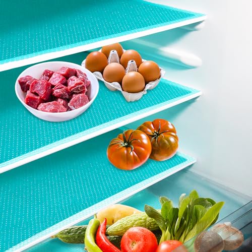 Daixers 10Pcs Refrigerator Liners, Washable Fridge Liner Shelf Mats Refrigerator Pads for Cupboard Cabinet Drawer Home Kitchen Accessories Organization (Blue) - Image 1