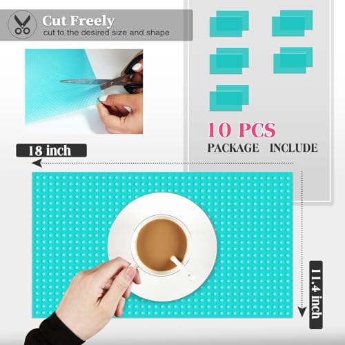 Daixers 10Pcs Refrigerator Liners, Washable Fridge Liner Shelf Mats Refrigerator Pads for Cupboard Cabinet Drawer Home Kitchen Accessories Organization (Blue) - Image 2