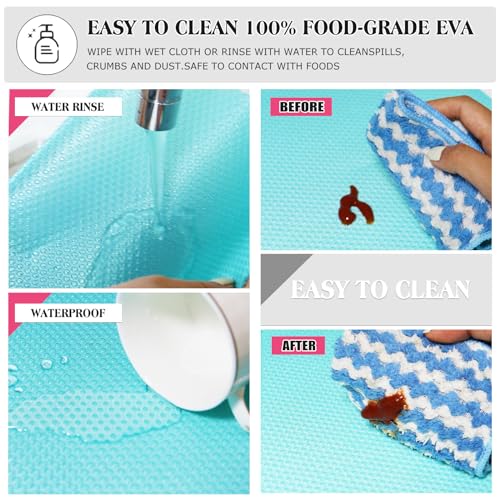 Daixers 10Pcs Refrigerator Liners, Washable Fridge Liner Shelf Mats Refrigerator Pads for Cupboard Cabinet Drawer Home Kitchen Accessories Organization (Blue) - Image 4