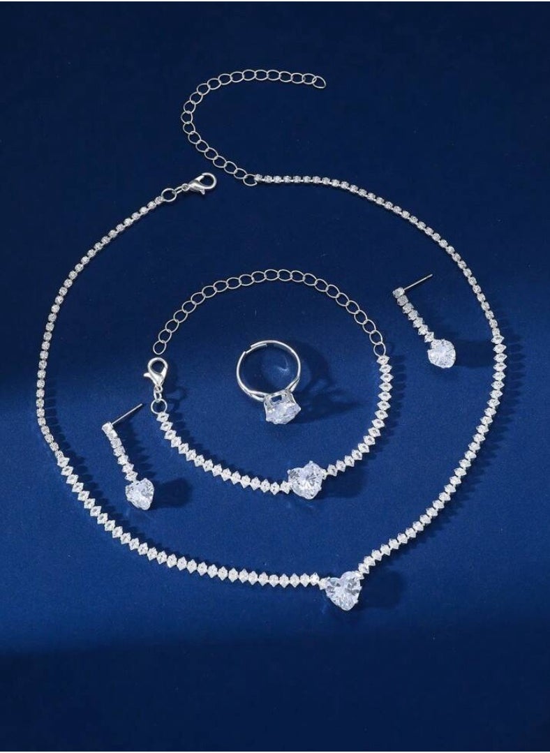 JewelryPalace Amazing Trendy Women's Zirconia Necklace And Earrings And Bracelet And Ring Jewellery Set  - Image 2