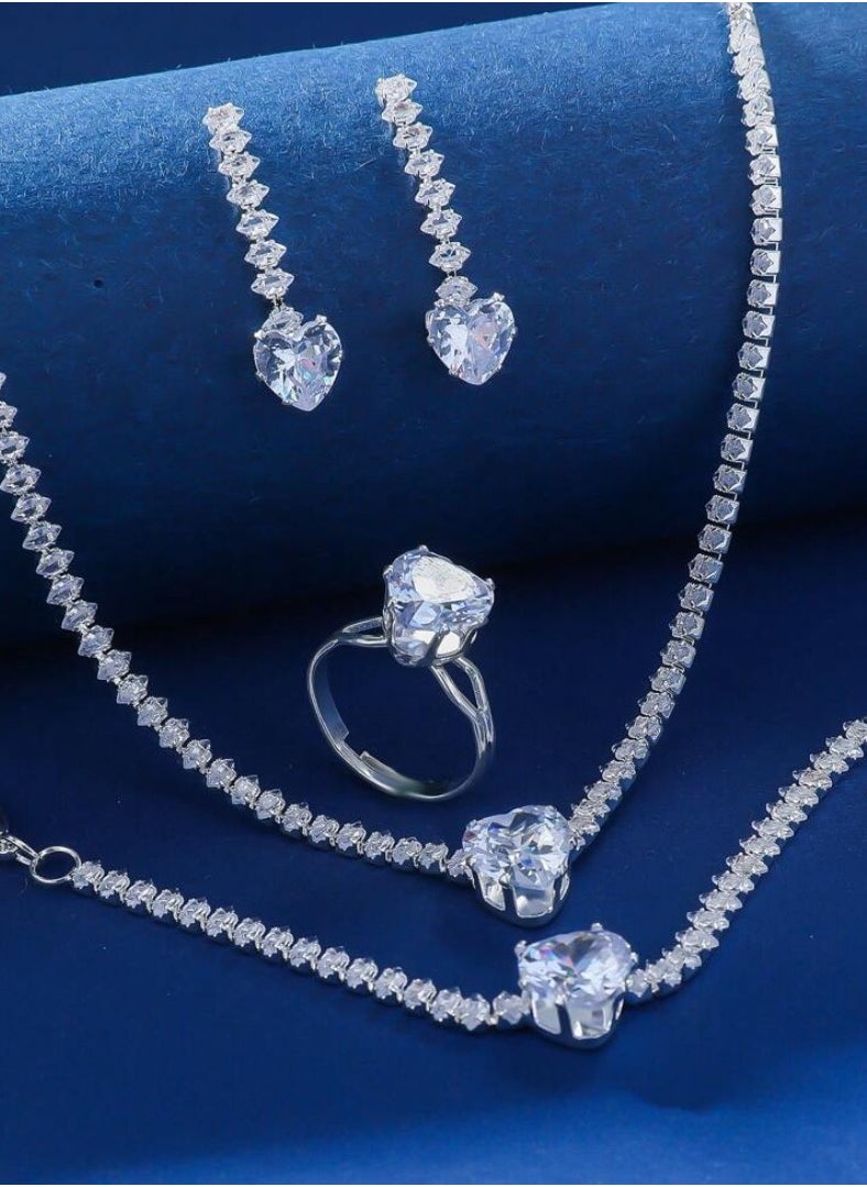 JewelryPalace Amazing Trendy Women's Zirconia Necklace And Earrings And Bracelet And Ring Jewellery Set  - Image 3