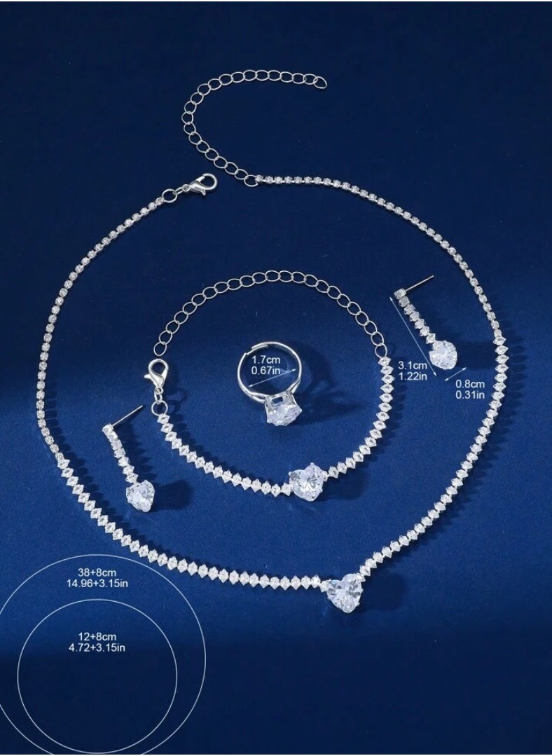 JewelryPalace Amazing Trendy Women's Zirconia Necklace And Earrings And Bracelet And Ring Jewellery Set  - Image 4