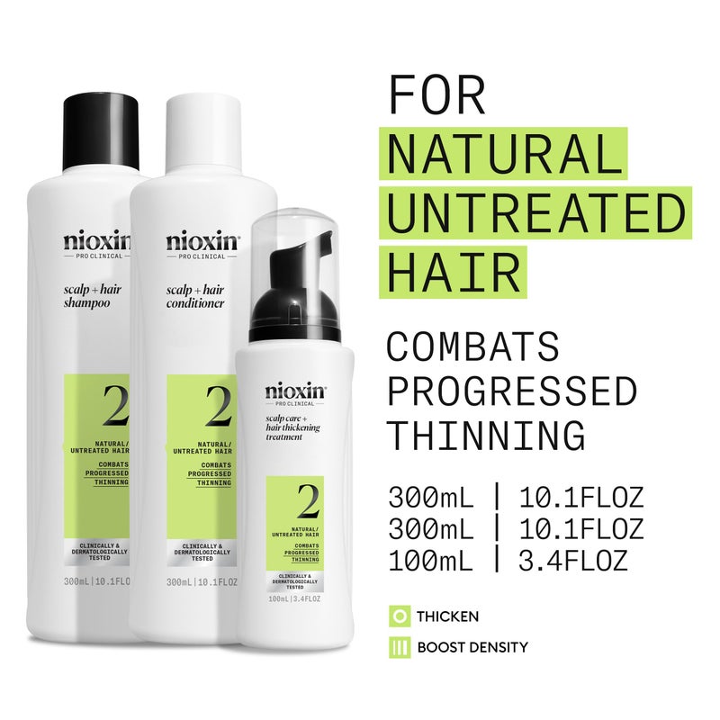 Nioxin Scalp + Hair Thickening System 2 | For Natural or Untreated Hair with Progressed Thinning| Full Size| 3 Month Supply - Image 3