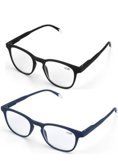 LANLANG LANLANG 2-Pack Reading Glasses for Men Women Blue Light Blocking Glasses Spring Hinge Anti Eyestrain 2 Colors(Black/Blue) including 0-4.0 diopters  - Image 1