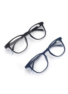 LANLANG LANLANG 2-Pack Reading Glasses for Men Women Blue Light Blocking Glasses Spring Hinge Anti Eyestrain 2 Colors(Black/Blue) including 0-4.0 diopters  - Image 2
