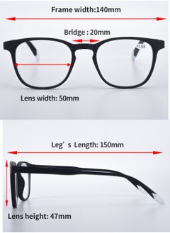 LANLANG LANLANG 2-Pack Reading Glasses for Men Women Blue Light Blocking Glasses Spring Hinge Anti Eyestrain 2 Colors(Black/Blue) including 0-4.0 diopters  - Image 3