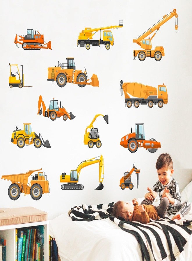 Eutecado Construction Vehicles Wall Stickers Truck Wall Decals for Kids Room, Tractor Crane Wall Stickers Cars Excavator Decals Toddler Boy Room Decor for Playroom Nursery Classroom - Image 2