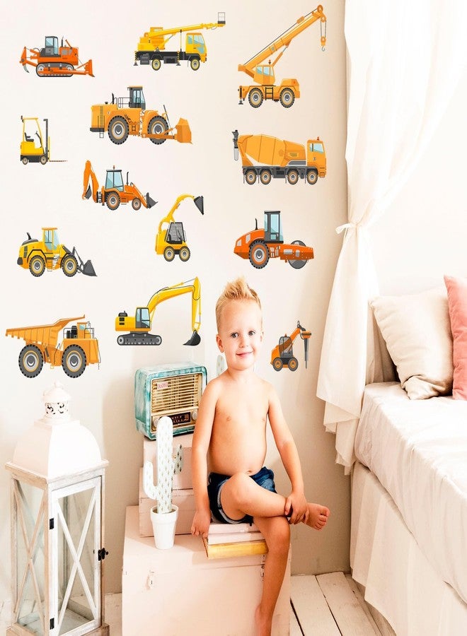 Eutecado Construction Vehicles Wall Stickers Truck Wall Decals for Kids Room, Tractor Crane Wall Stickers Cars Excavator Decals Toddler Boy Room Decor for Playroom Nursery Classroom - Image 3