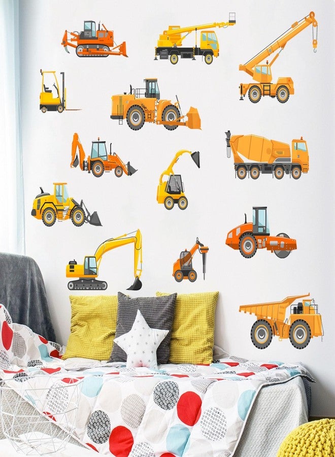 Eutecado Construction Vehicles Wall Stickers Truck Wall Decals for Kids Room, Tractor Crane Wall Stickers Cars Excavator Decals Toddler Boy Room Decor for Playroom Nursery Classroom - Image 4