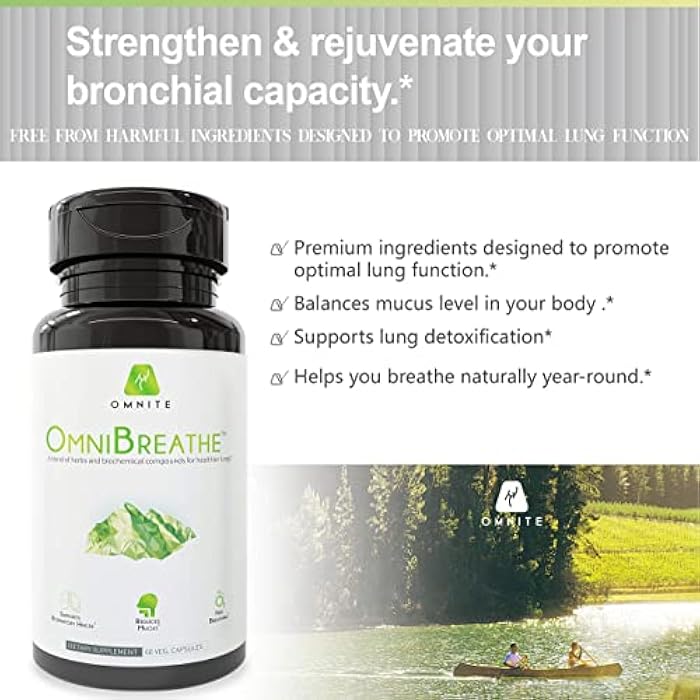 Omnite Asthma Relief Bronchial Health - Lung Detox for Smokers with Mullein Leaf Extract, Nettle Root - 30 Days Respiratory Health Supplement-Naturally Reduce Cough & Clear Mucus/Phlegm for Smokers,60 Caps - Image 2