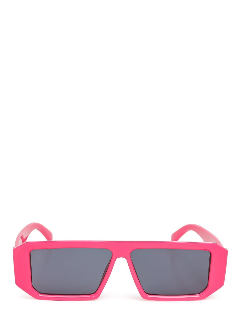 London Rag Flat Bridge Rectangular Sunglasses in Rose Red - Image 1