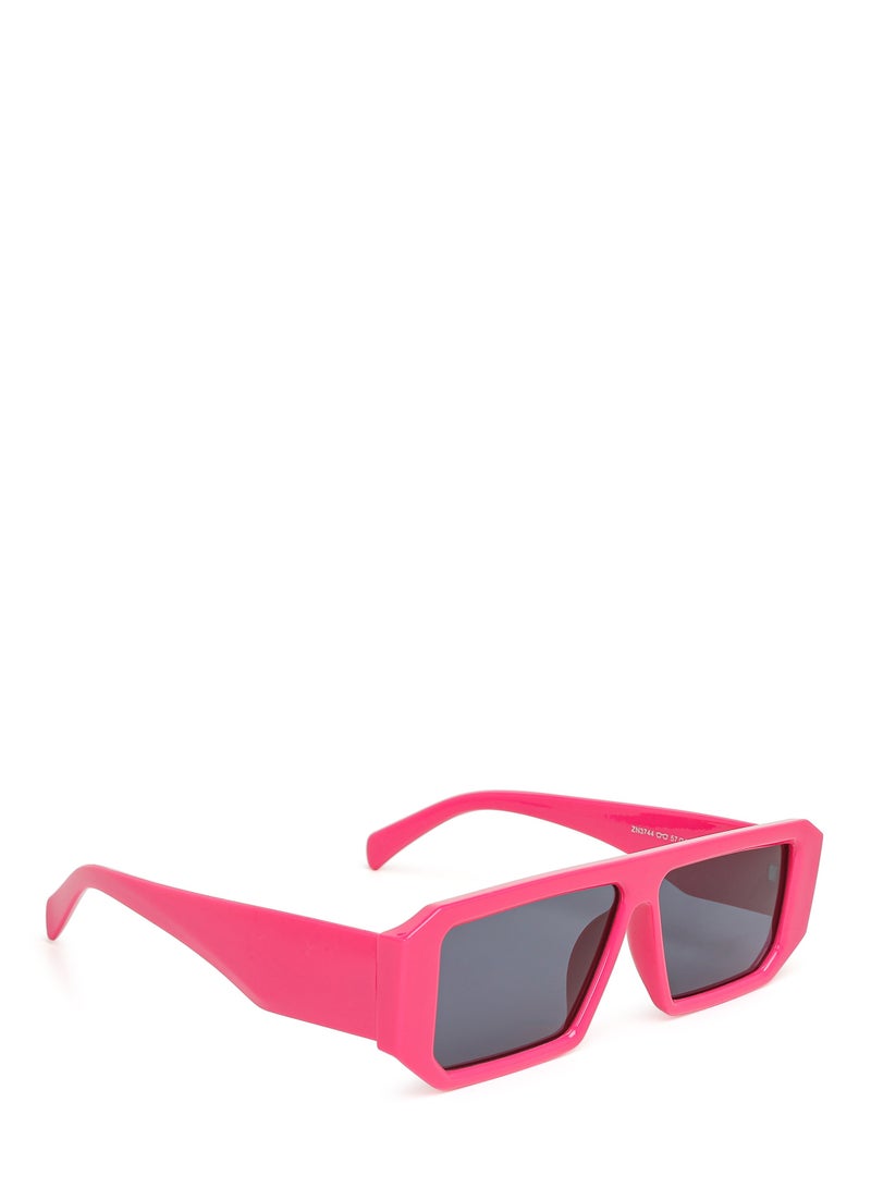 London Rag Flat Bridge Rectangular Sunglasses in Rose Red - Image 2