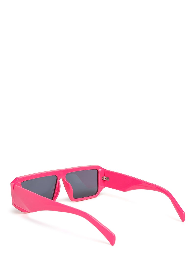 London Rag Flat Bridge Rectangular Sunglasses in Rose Red - Image 3