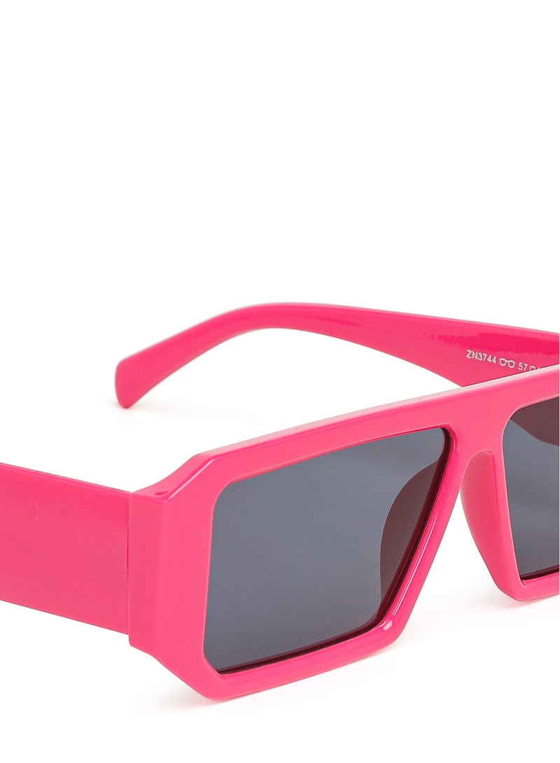 London Rag Flat Bridge Rectangular Sunglasses in Rose Red - Image 4