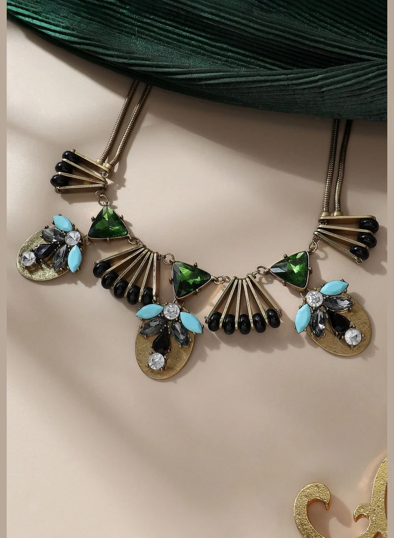 SOHI Gold Plated Designer Stone Party Necklace For Women