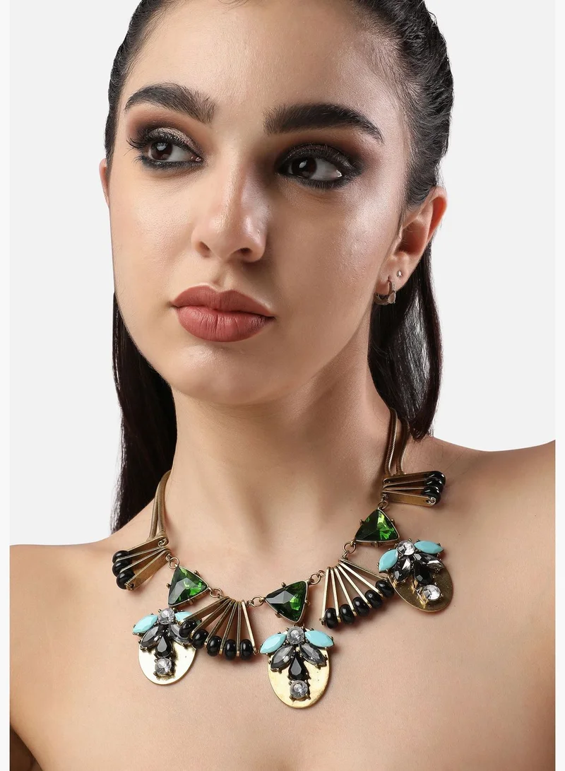 SOHI Gold Plated Designer Stone Party Necklace For Women