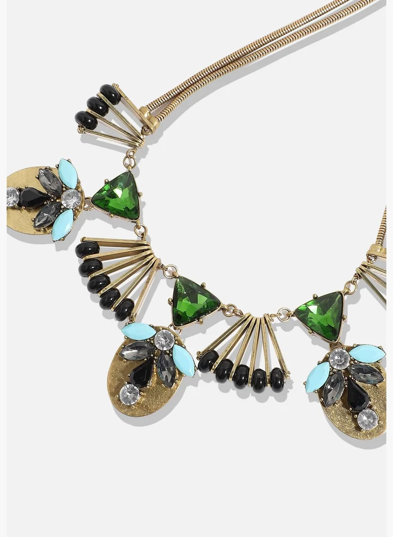 SOHI Gold Plated Designer Stone Party Necklace For Women