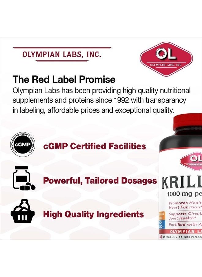 Olympian Labs Antarctic Krill Oil, 1000mg Caps with Astaxanthin, Omega-3, EPA, DHA, Immune, Joint & Brain Support, 60 Softgels  - Image 5