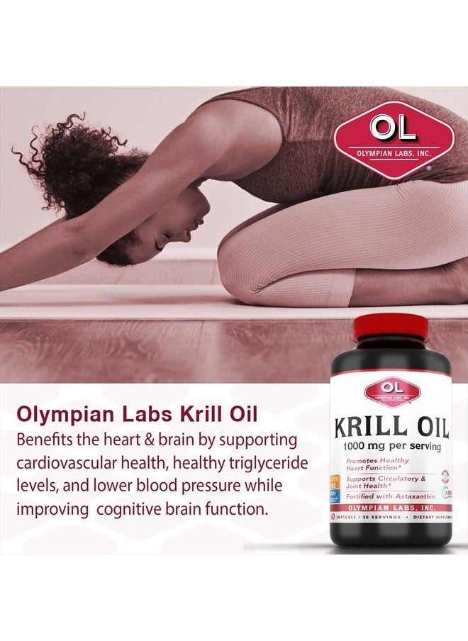 Olympian Labs Antarctic Krill Oil, 1000mg Caps with Astaxanthin, Omega-3, EPA, DHA, Immune, Joint & Brain Support, 60 Softgels  - Image 4