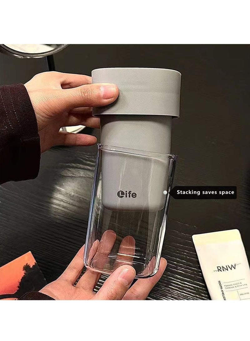 SOLARAE Travel Toothbrush Holder,2 Pcs Translucent Multifunctional Toothbrush Cup,Large Capacit Travel Toothbrush Holder with Mouthwash Cup, for Camping School Business Trip Shower Apartment (White&Grey) - Image 5