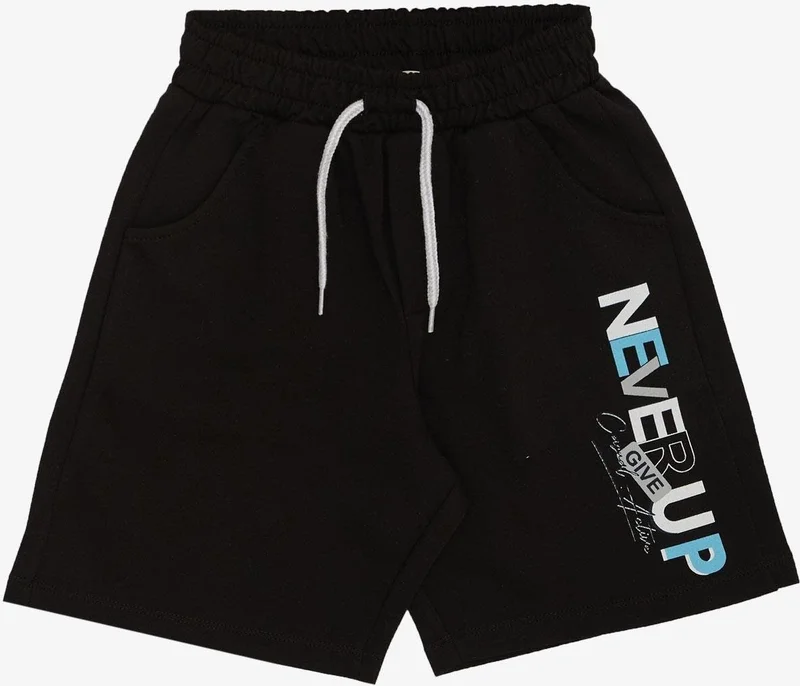Breeze Boy Shorts Set with Text Printed Pockets, Age 8-14, Light Gray