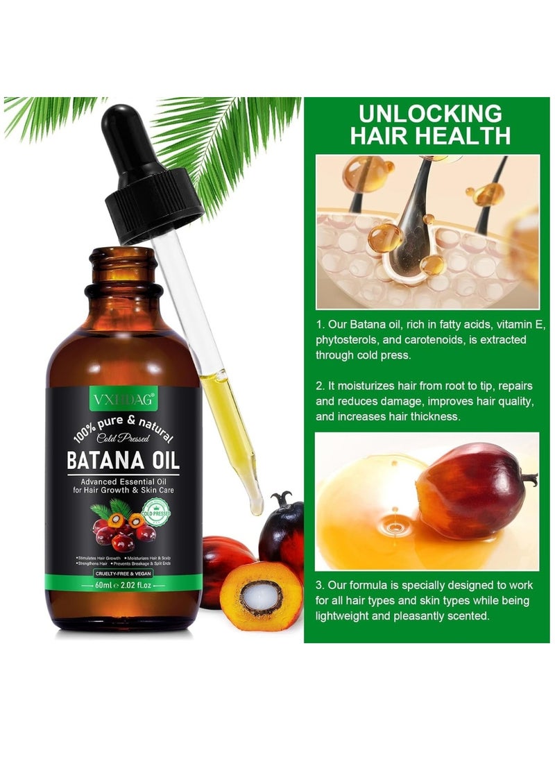VXHDAG Natural Batana Oil for Hair Care Hair Conditioner Oil for Thin Hair Repair Damaged Hair Nourishes Thin Hair Scalp Skin and Loss Hair Growth Fit for All Hair Types Raw Batana Oil 60ml - Image 5