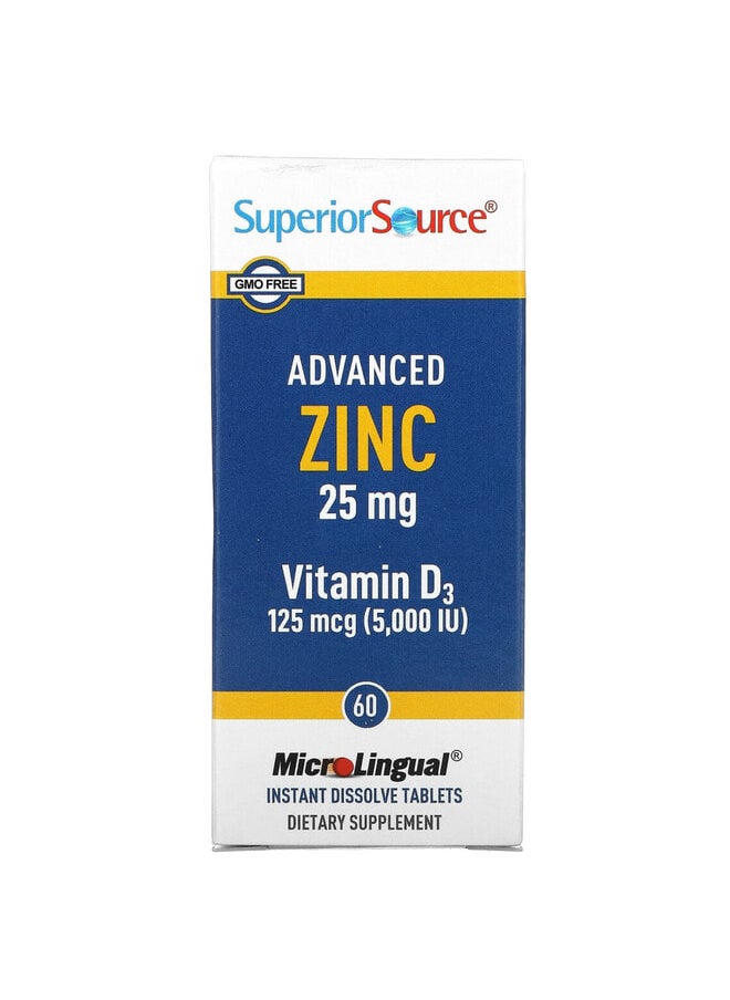Superior Source Advanced Zinc, Vitamin D3, 60 MicroLingual Instant Dissolve Tablets  - Image 1