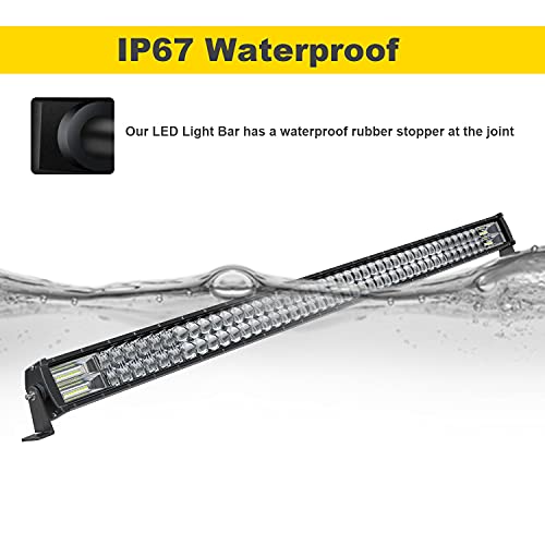 FEELON 5D 52'' inch LED Light Bar + 4 inch White/Amber Yellow LED Pods Strobe Fog Light Spot Flood Offroad with Upper Windshield Mounting Brackets Switch Wiring Harness Fit Wrangler JK 2007-2018 - Image 5