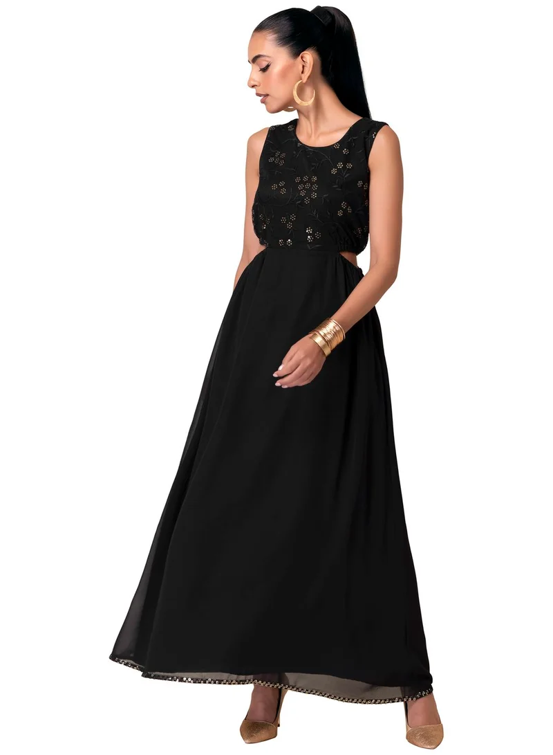 indya Indya X Ashish Soni Black Floral Embroidered Gown