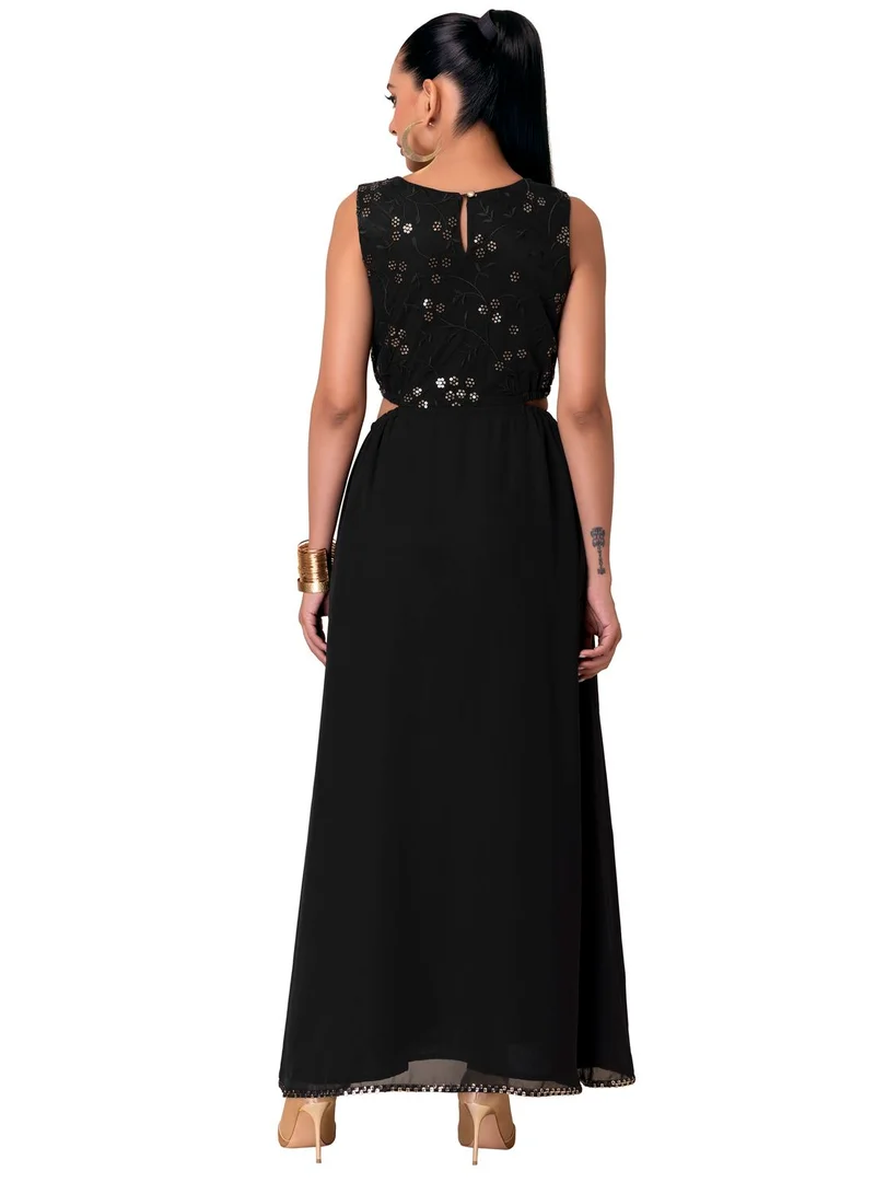 indya Indya X Ashish Soni Black Floral Embroidered Gown