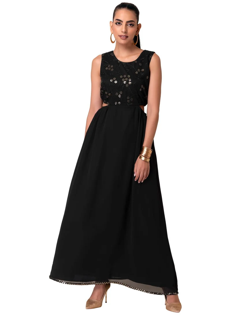 indya Indya X Ashish Soni Black Floral Embroidered Gown