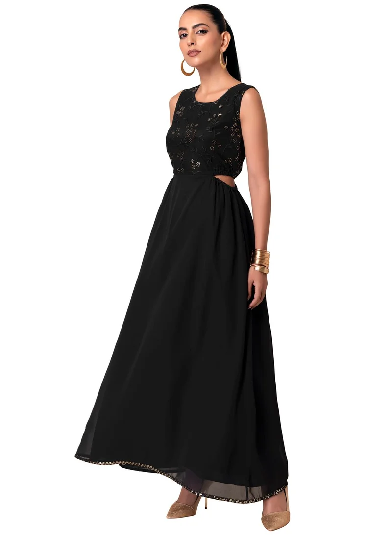 indya Indya X Ashish Soni Black Floral Embroidered Gown