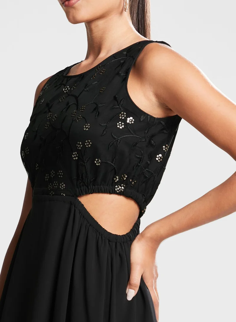 indya Indya X Ashish Soni Black Floral Embroidered Gown