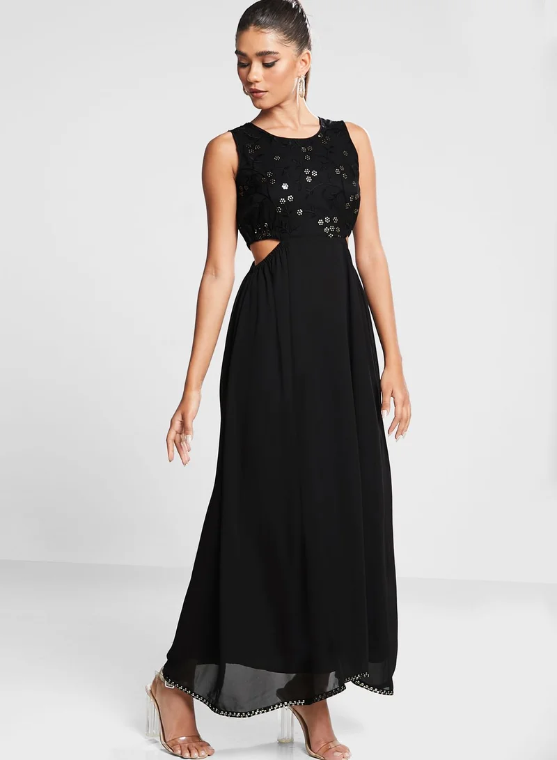 indya Indya X Ashish Soni Black Floral Embroidered Gown