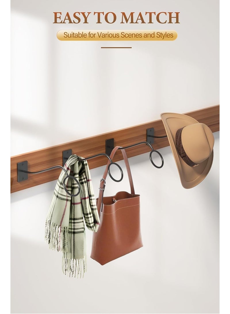 كيلا حامل قبعات رعاة البقر على الحائط، عبوة من 4 حاملات قبعات رعاة البقر مثبتة على الحائط، حامل قبعات رعاة البقر الغربي الريفي المعدني، خطافات قبعات رعاة البقر، قبعة فيدورا، قبعات الشمس، منظم قبعات ذات حافة عريضة - Image 2