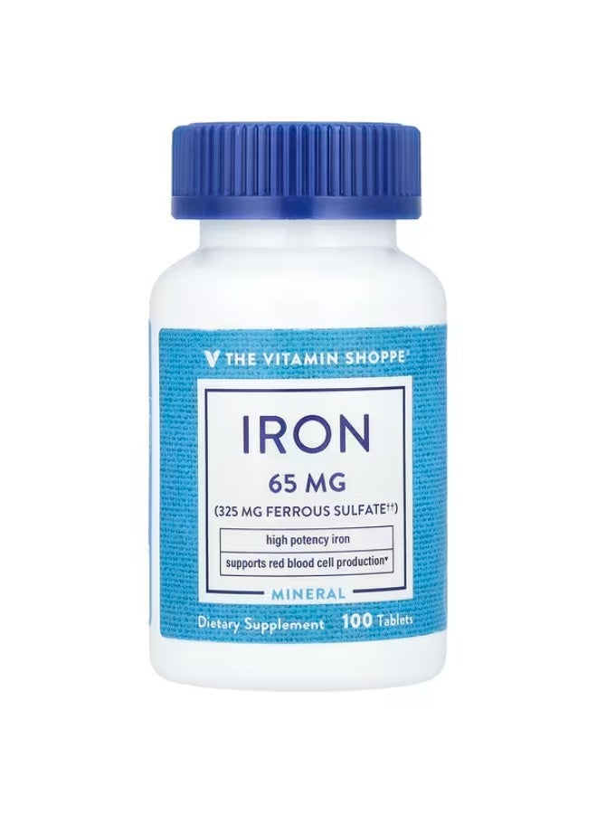 ذا فيتامين شوب متجر الفيتامينات، حديد، 65 ملغ، 100 قرص
