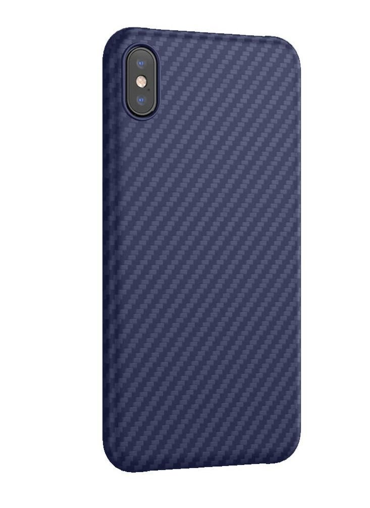 iPhone XS Max Carbon Fiber Texture Ultra-Slim Case Cover Dark Blue