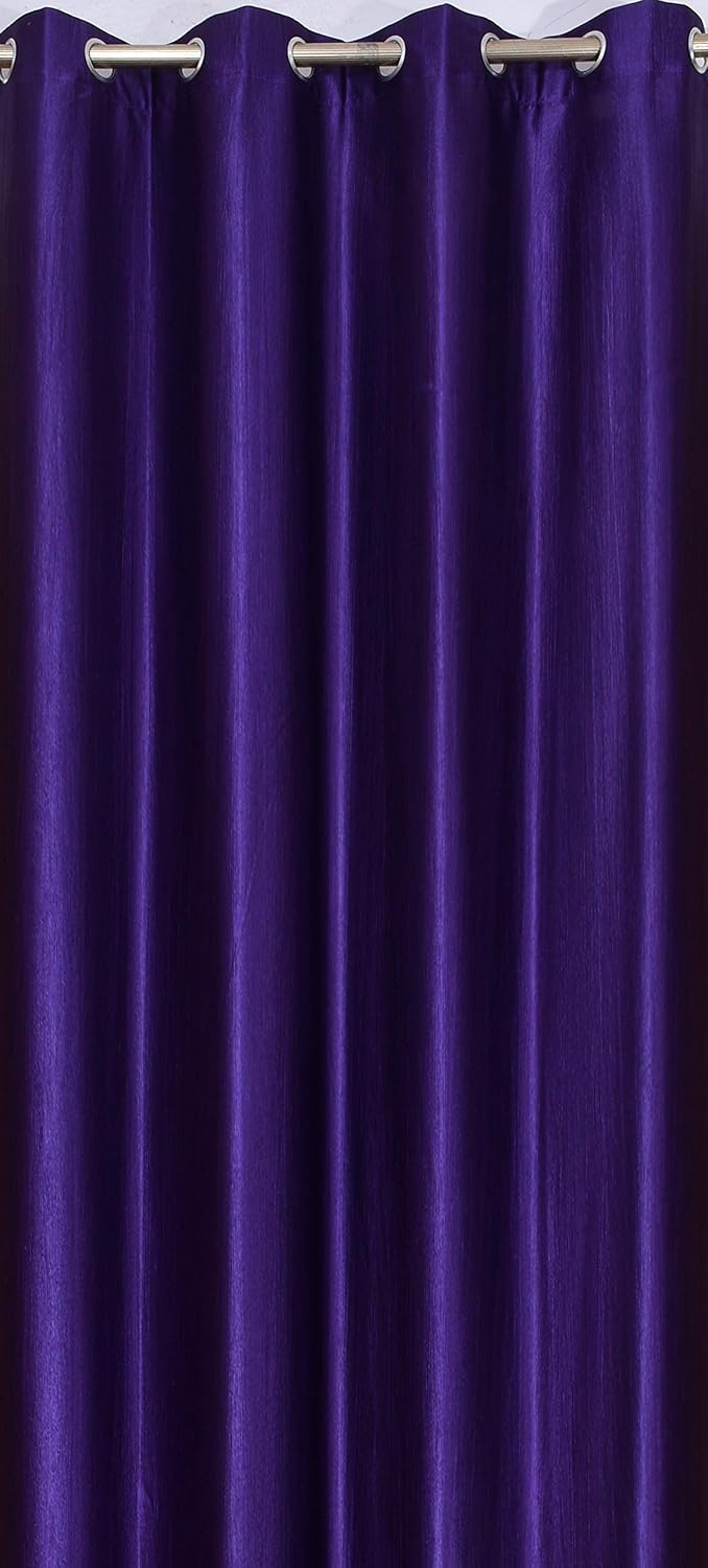 Yarnis Yarnis 5 Feet Polyester LightFiltering 2 Floral Printed 1 Plain Grommet Curtains Window Curtain Purple Combo Pack Of 3 - Image 3