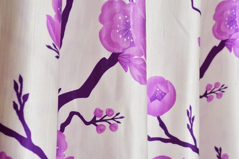 Yarnis Yarnis 5 Feet Polyester LightFiltering 2 Floral Printed 1 Plain Grommet Curtains Window Curtain Purple Combo Pack Of 3 - Image 5