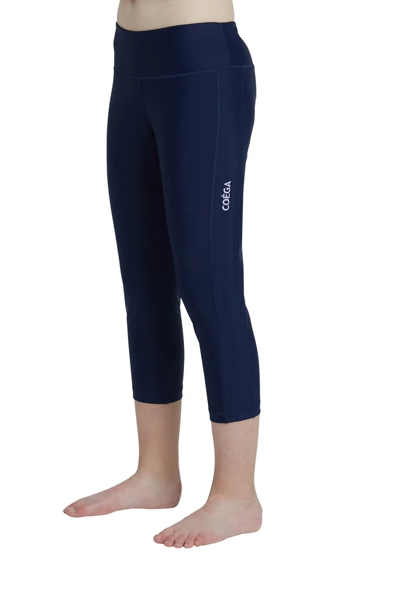 COEGA SUNWEAR COEGA Girls Youth Swim Tights 3/4 Length - Navy Pink Tropical