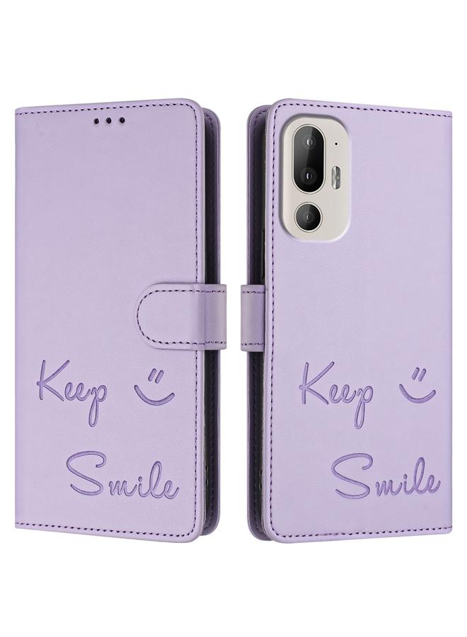 Green Tiger Case For HTC U24 Pro Smile Embossing RFID Leather Phone Case - Image 3