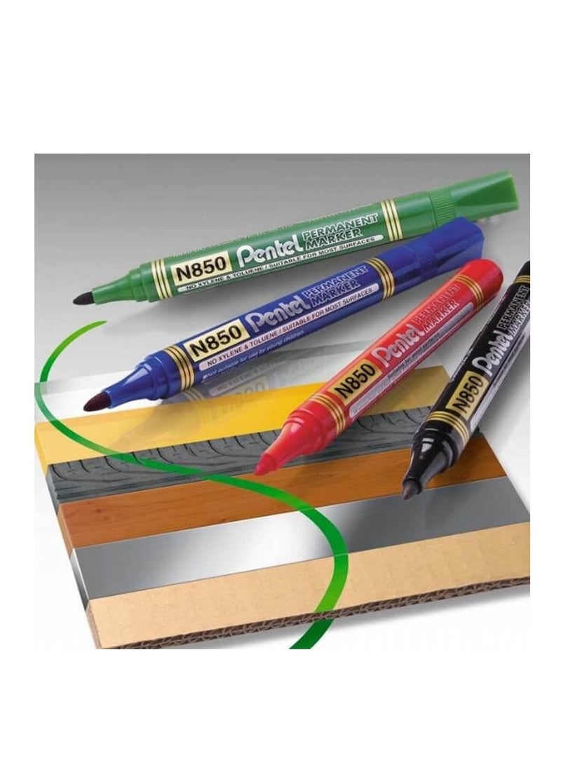 Pentel 4-Piece Permanent Marker Bullet Tip Blue Ink  - Image 3