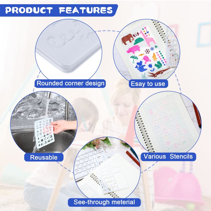 Teling 66 Pieces Bullet Stencils Journal Planner Templates Set DIY Drawing Templates Kit Plastic Journaling Productivity Accessories for Notebook Diary Scrapbook Graffiti Painting Projects Supply, 4 x 7 Inch - Image 3