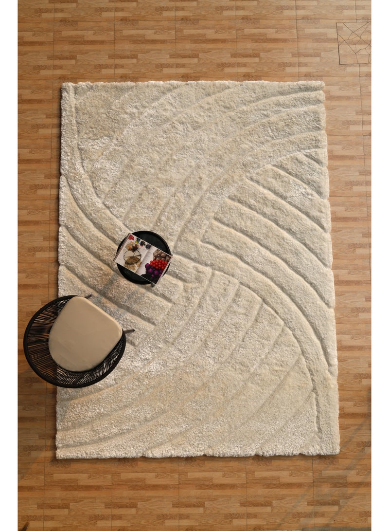 Ramsha Handmade shaggy rug 3d design white soft fur rug mp3d-07 Shaggy area rg for bedroom rectangle rug 200x300 cm - Image 1