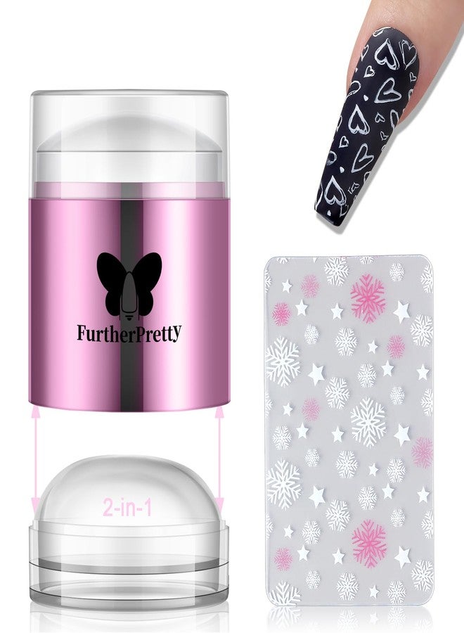 Furtherpretty Jelly Silicone Nail Art Stamper, 2-in-1 Detachable Nail Stamping Tool with Scraper for Gel Polish & French Tips, Manicure Salon Supplies, Sello de Silicona para Uñas (2-in-1 Purple) - Image 1