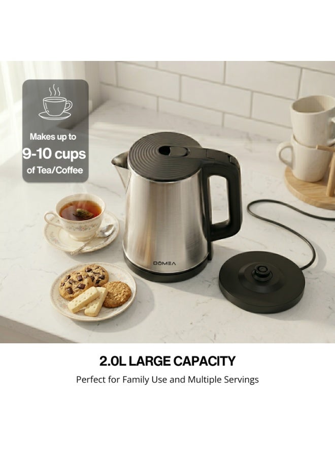 دوميا Electric Kettle, 2.0L Stainless Steel Water Kettle, 1500W Fast Boil, 360° Rotating Base, Auto Shut-Off & Boil-Dry Protection, KW170 - Image 2