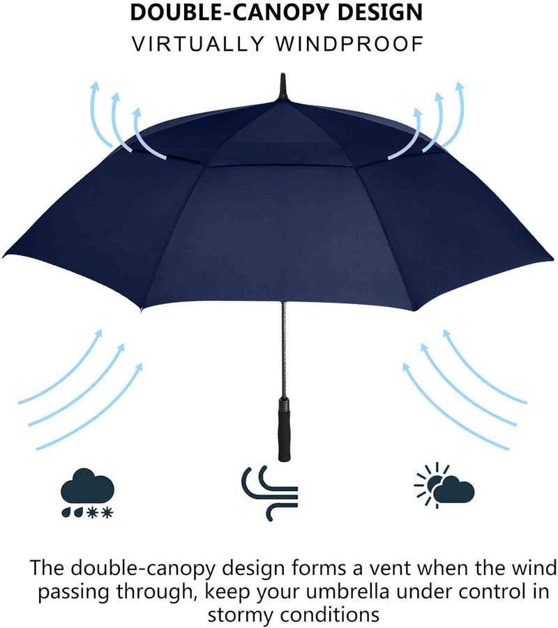 SIEPASA Golf Umbrella Large 62/68/72 Inch Automatic Open Golf Umbrella Extra Large Oversize Double Canopy Vented Umbrella Windproof Waterproof for Men and Women. - Image 5