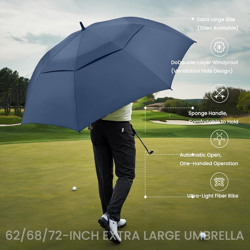 SIEPASA Golf Umbrella Large 62/68/72 Inch Automatic Open Golf Umbrella Extra Large Oversize Double Canopy Vented Umbrella Windproof Waterproof for Men and Women. - Image 2